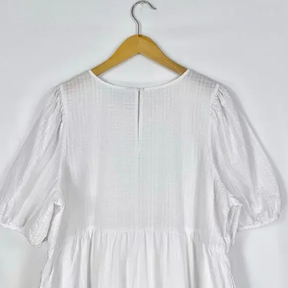 Old Navy Women's Tiered Puff Sleeve Midi Dress XXL White Pockets - Picture 11 of 16